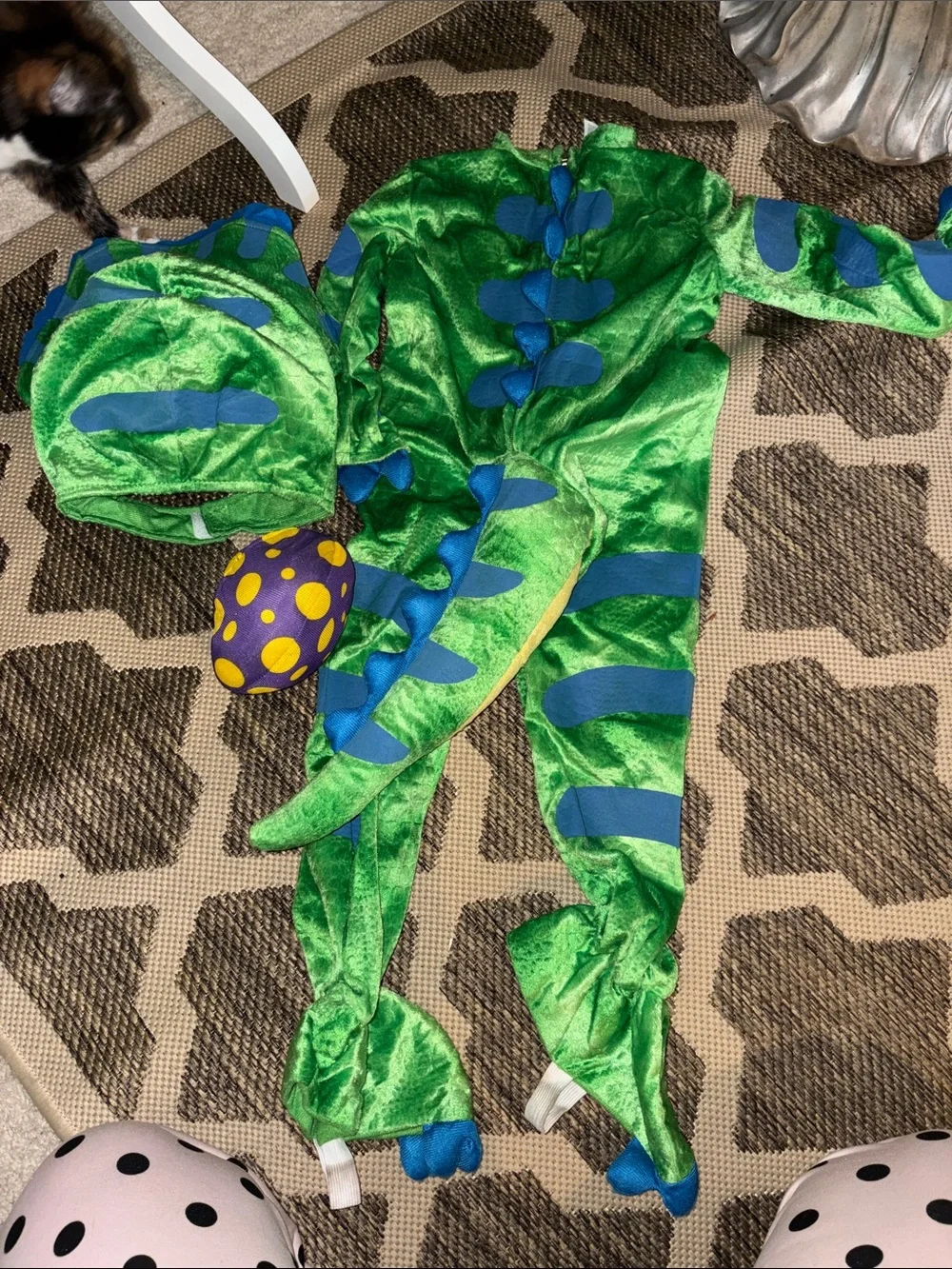 Plush Green Triceratops Kids Halloween Costume with Hood and Tail